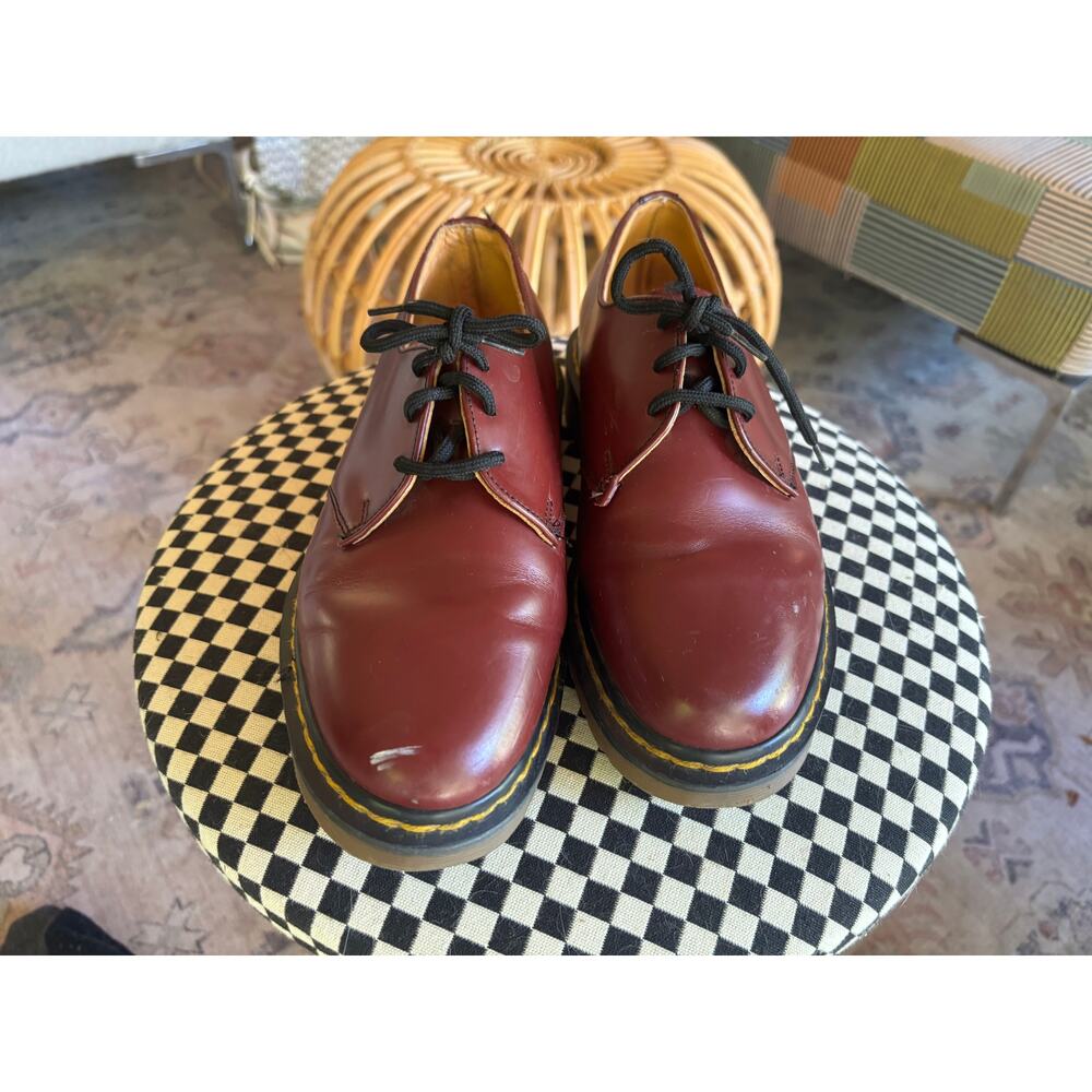 1993 Vintage Dr. Martens Made in England Burgundy 3-Eye Leather Shoes Rare